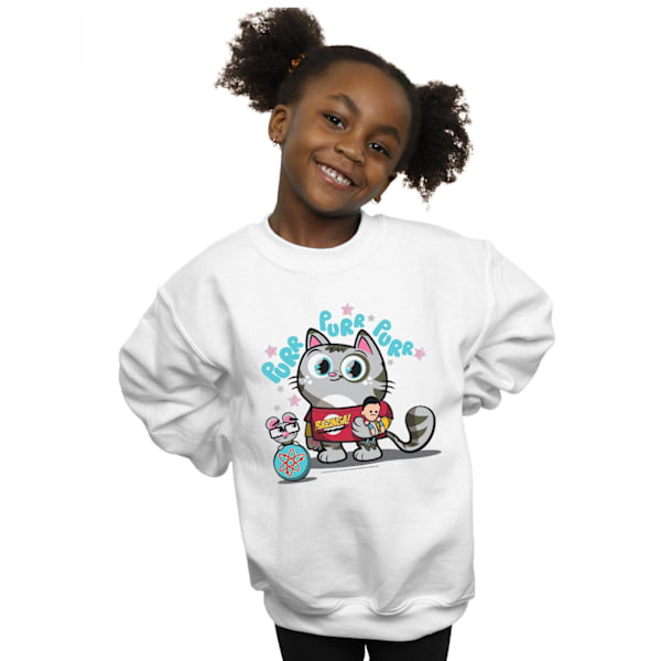 The Big Bang Theory Girls Bazinga Kitty Sweatshirt 5-6 år Vit White 5-6 Years