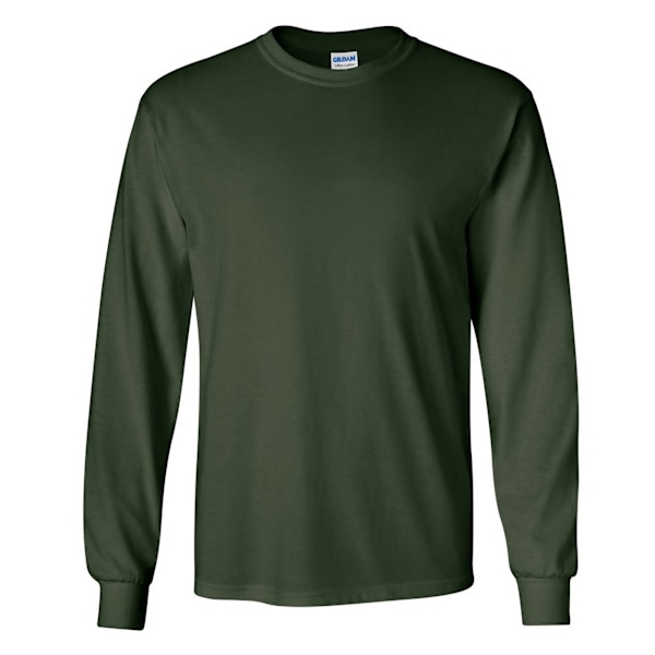 Gildan Mens Plain Crew Neck Ultra Cotton Long Sleeve T-Shirt S Forest Green S