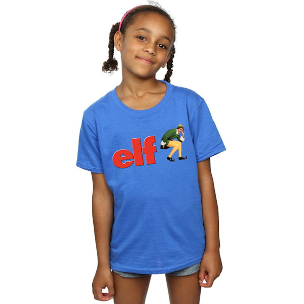 Elf Girls Crouching Logo Bomull T-shirt 9-11 år Royal Blue Royal Blue 9-11 Years