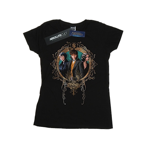 Fantastiska vidunder Kvinnor/Damer Tina, Newt och Leta Bomull T-shirt Black XL