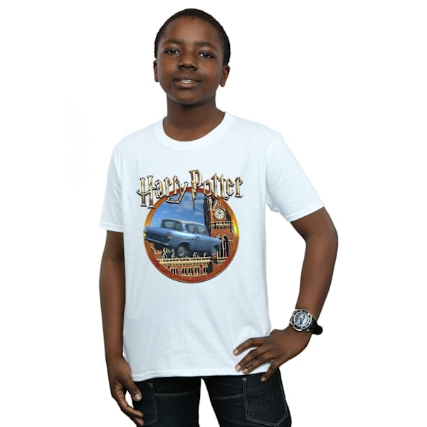Harry Potter Pojkar Flygande Bil T-Shirt 5-6 År Vit White 5-6 Years