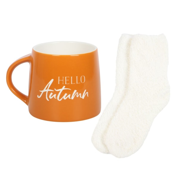 Något annat Hello Autumn Mugg och Sock Set One Size Oran Orange/White One Size