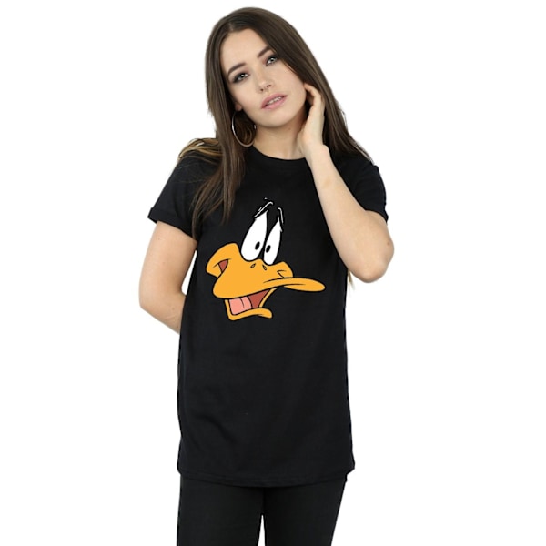 Looney Tunes Dam/Damer Daffy Duck Ansikte Bomull Pojkvän T-Shirt M Svart Black M