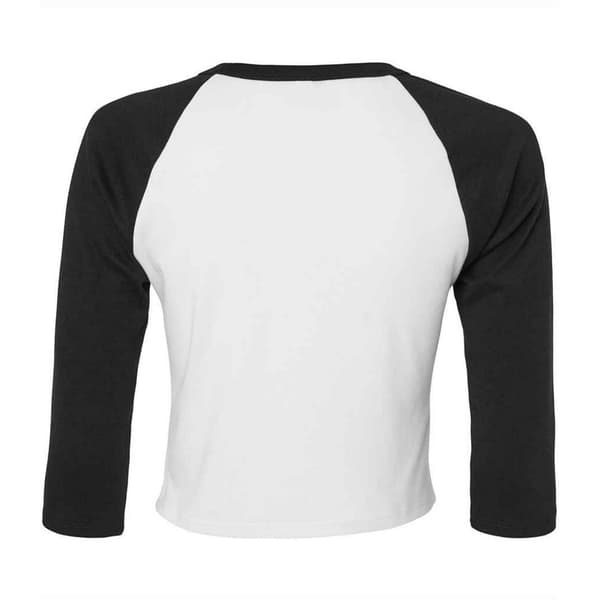 Bella + Canvas Dam/Dam Micro-Rib Raglan 3/4 Ärm T-Shir White/Black M