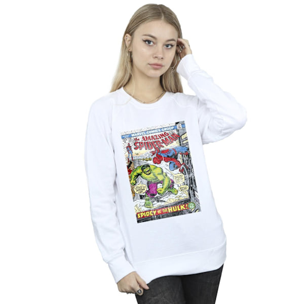 Marvel Dam/Kvinnor Spider-Man VS Hulk Cover Sweatshirt S Vit White S