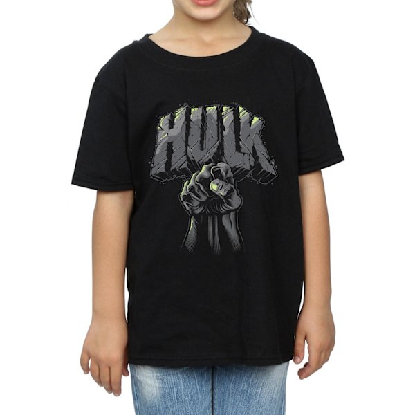 Marvel Girls Hulk Punch Logo Bomull T-shirt 12-13 år Svart Black 12-13 Years