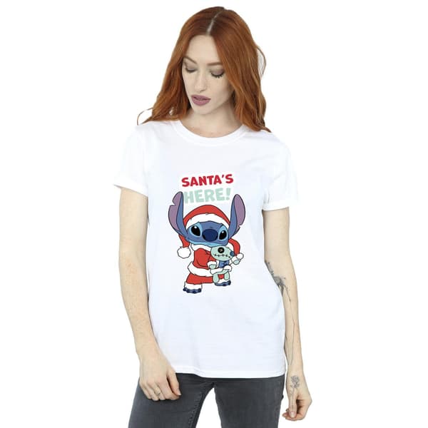 Disney Dam Lilo & Stitch Santa´s Here Bomull Boyfriend White M