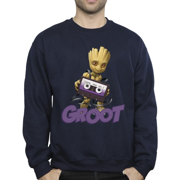 Guardians Of The Galaxy Mens Groot Kasetttröja L Marinblå Bl Navy Blue L