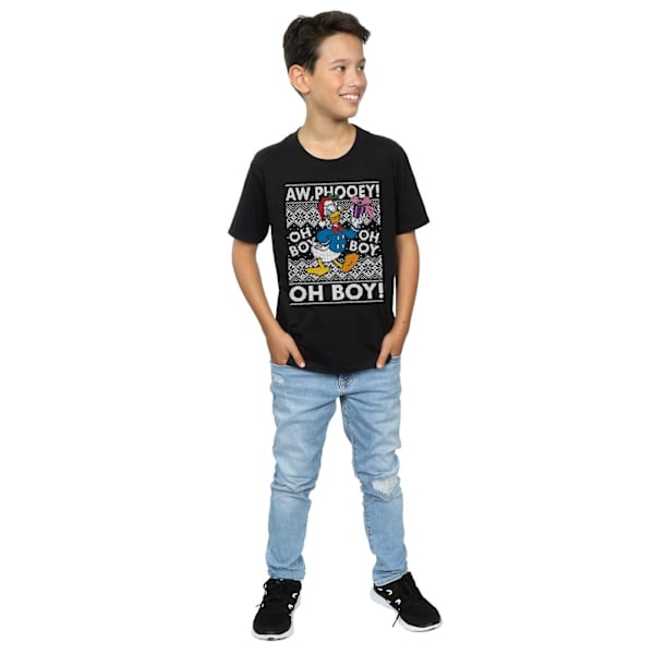 Disney Boys Donald Duck Jul Fair Isle T-shirt 12-13 år Black 12-13 Years