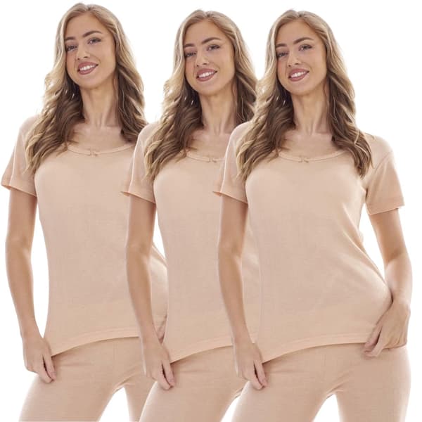 Heatforce Kortärmad Termotopp för Dam (3-pack) S Beige S