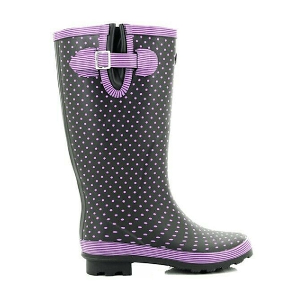 Stormwells Dam/Dam Polka Dot Wellington Boots 4 UK Mauve Mauve Polka Dot/Navy 4 UK