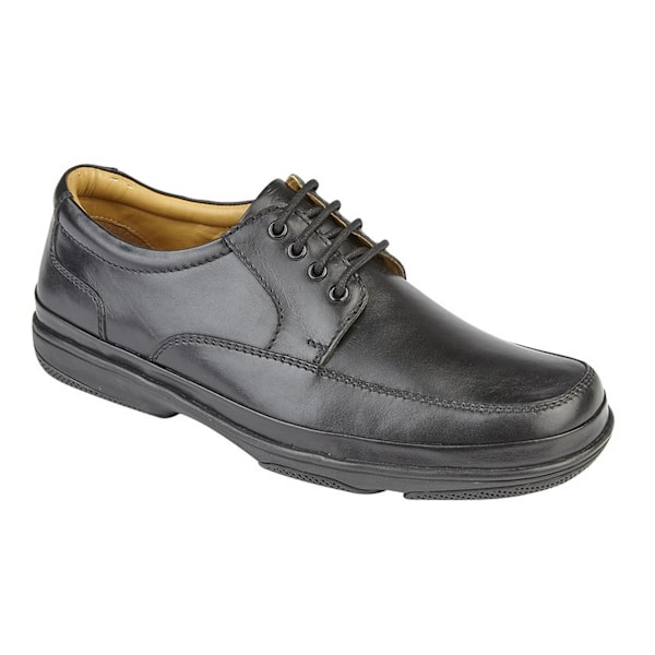 Roamers herr läder bred passform 4 ögle deluxe casual skor 8 UK Bl Black 8 UK