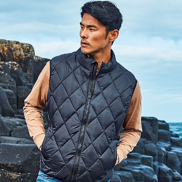 2786 Herr Diamant Rutad Vadderad Väst XL Marinblå Navy XL