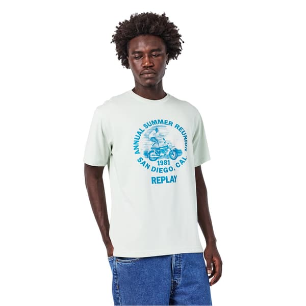 Replay Herr Motorcykel Bomull Regular T-Shirt M Mint Mint M