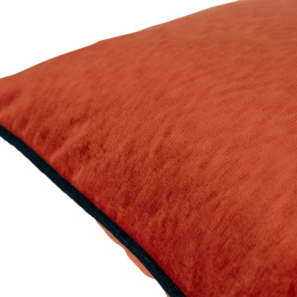 Paoletti Torto Sammetskuddeöverdrag Rektangulär 30cm x 60cm Tegelröd Brick Red/Teal 30cm x 60cm