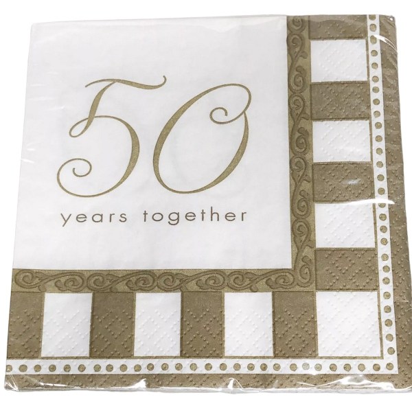 Amscan 50 år tillsammans 2-lagers servetter (16-pack) One Size Go Gold/White One Size