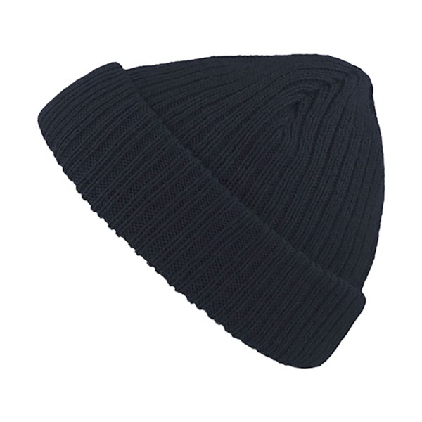 Atlantis Unisex Docker Short Beanie Med Uppvik En Storlek Marinblå Navy Melange One Size