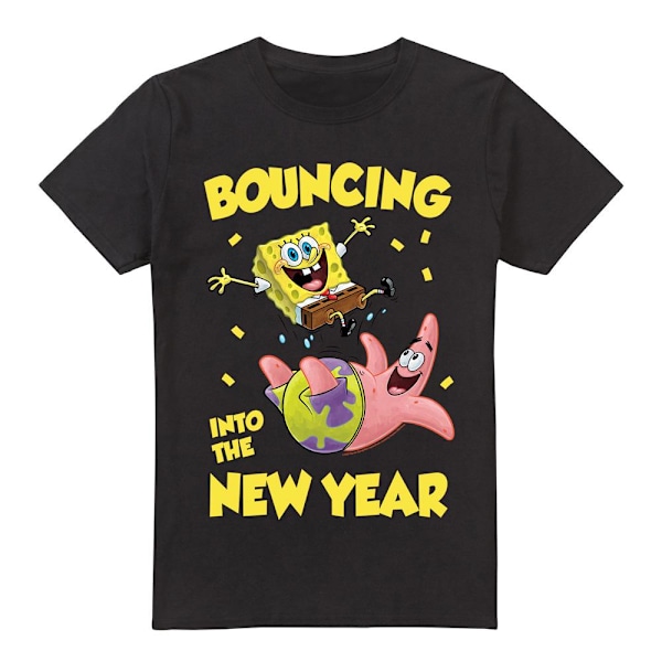 SvampBob Fyrkant Herr T-shirt Studsar In I Det Nya Året L Black L