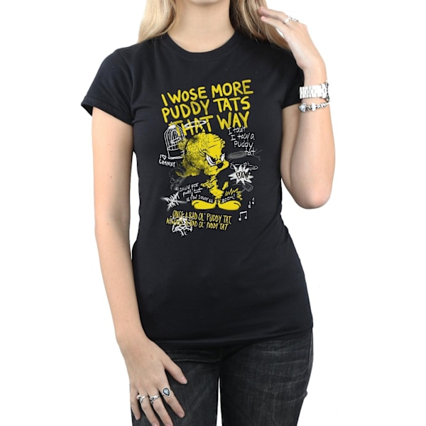 Looney Tunes Dam/Damer More Puddy Tats Tweety Bomull T-Shir Black M