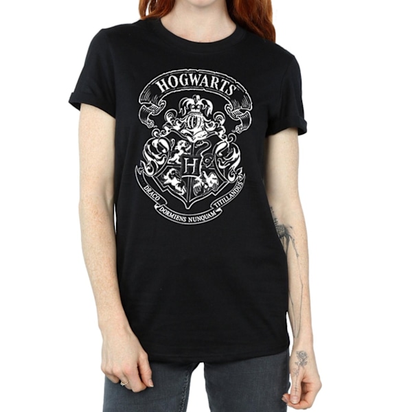 Harry Potter Dam/Damer Hogwarts Crest Bomull Boyfriend T-Sh Black M