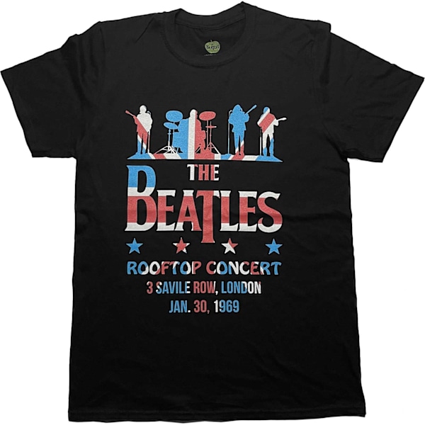 The Beatles Unisex Adult Drop T Rooftop Flag Bomull T-shirt S B Black S