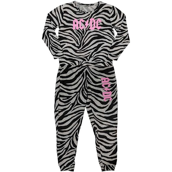 AC/DC Dam/Dam Zebra Print Logo Lång Pyjamas Set XS Svart/Vit Black/White XS