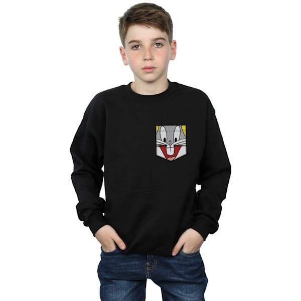 Looney Tunes Pojkar Bugs Bunny Ansikte Faux Fick Sweatshirt 5-6 År Black 5-6 Years