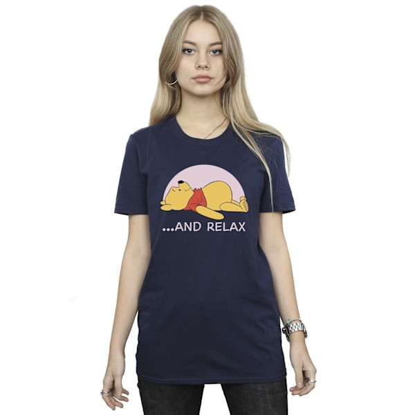 Disney Dam/Damer Winnie The Pooh Relax Bomull Boyfriend T-Shirt XXL Marinblå Navy Blue XXL