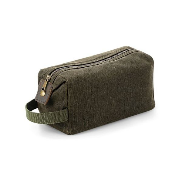 Quadra Heritage Toalettväska i tvättat läder med accenter, One Size, Olivgrön Olive Green One Size