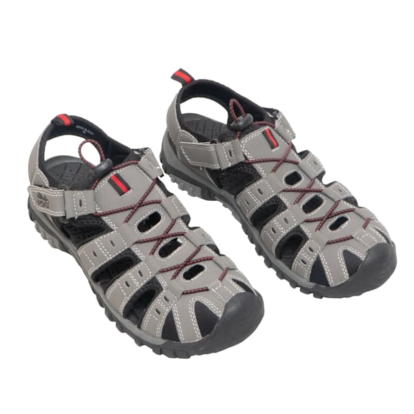 PDQ Ungdom Pojkar Spänne & Kardborre Syntetisk Nubuck Trail Grey/Red 4 UK