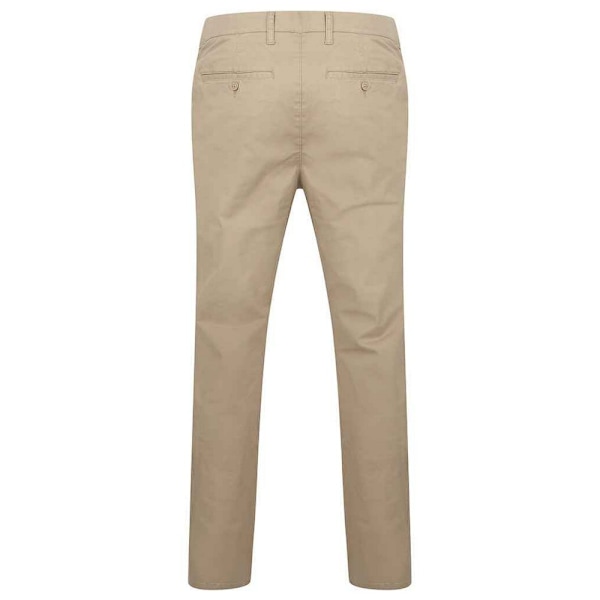Henbury Herr Stretch Flex Midjebands Chino Byxor 34R Stone Stone 34R