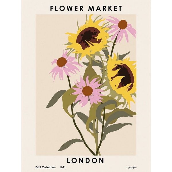 Pyramid International London Flower Market Print 40cm x 50cm Pi Pink/Green/Yellow 40cm x 50cm