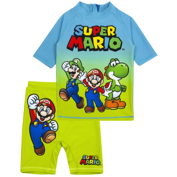 Super Mario Boys kortärmad set 9-10 år blå/grön Blue/Green 9-10 Years