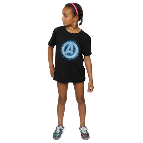 Marvel Girls Avengers Glowing Logo Bomull T-shirt 5-6 år Bla Black 5-6 Years