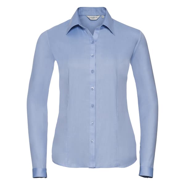 Russell Dam/Kvinnor Herringbone Långärmad Arbetsskjorta S Ljus Light Blue S