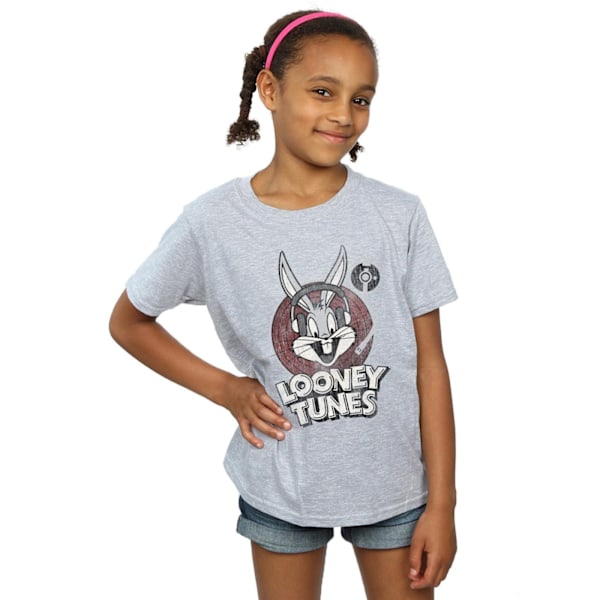 Looney Tunes Girls Bugs Bunny Circle Logo Bomull T-shirt 9-11 år Sports Grey 9-11 Years