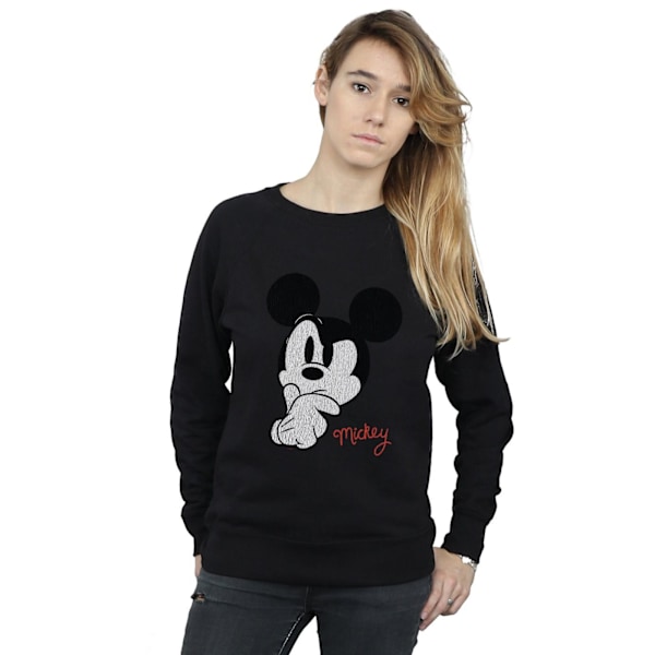 Disney Dam/Damer Mickey Mouse Distressed Ponder Sweatshirt Black L