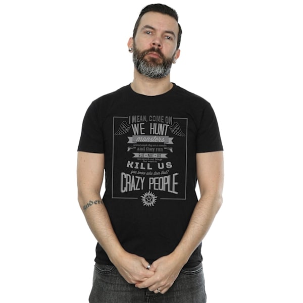 Supernatural Herr Crazy People T-Shirt S Svart Black S