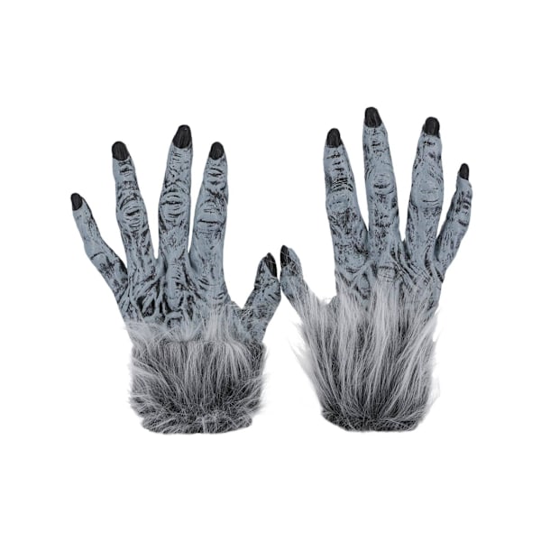Smiffys Unisex Vuxen Varulv Fuskpäls Halloween Kostymhandskar Grey One Size