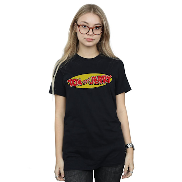 Tom And Jerry Dam/Damer Inline Logo Bomull Boyfriend T-Shir Black 5XL