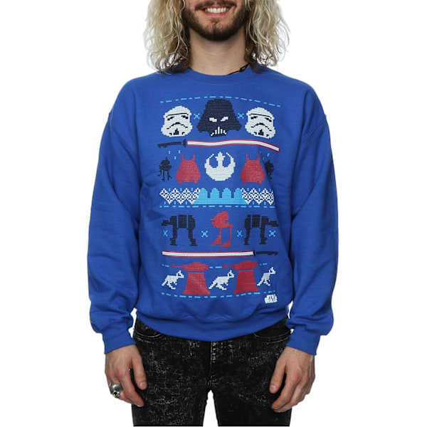 Star Wars Mäns Dark Side Fair Isle Jultröja L Royal Royal Blue L