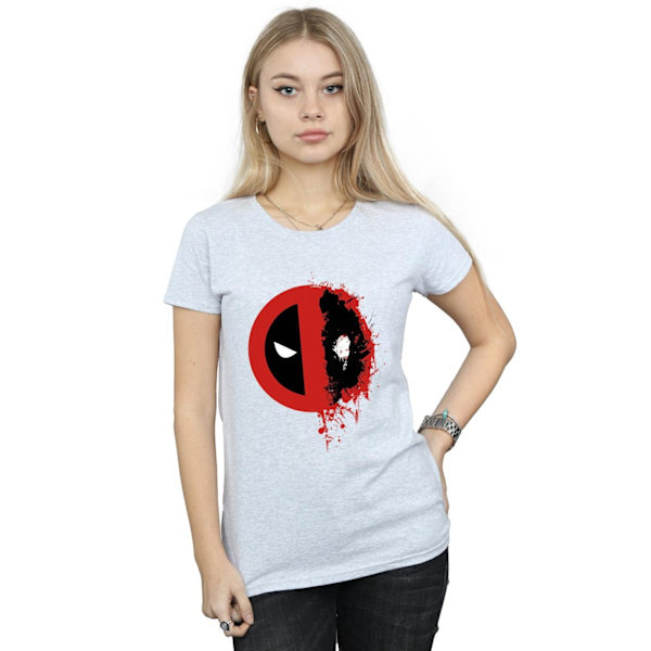 Marvel Dam/Kvinnor Deadpool Split Splat Logo Bomull T-shirt S Sports Grey S