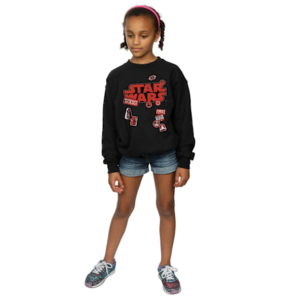 Star Wars Girls The Last Jedi Badges Sweatshirt 7-8 år Svart Black 7-8 Years