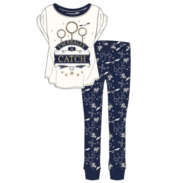 Harry Potter kvidditch kortärmad pyjamas för kvinnor 12-14 UK Wh White/Navy 12-14 UK