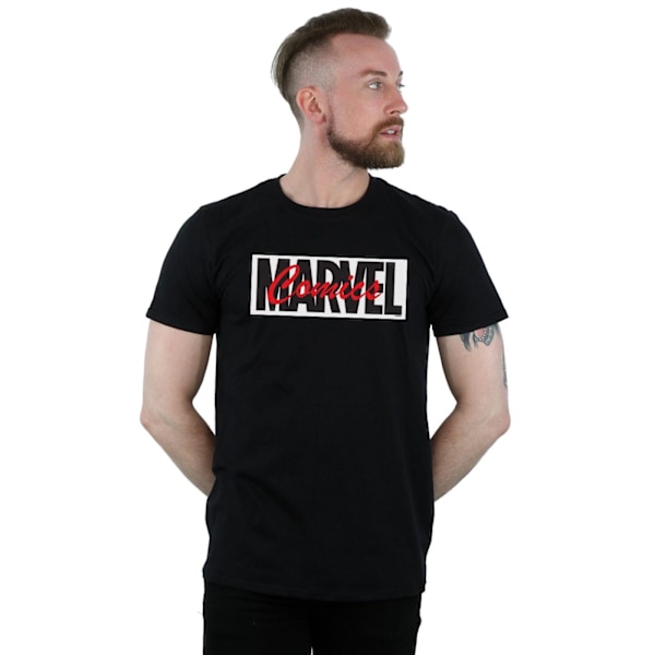 Marvel Herr Röd Font Logo T-Shirt S Svart Black S