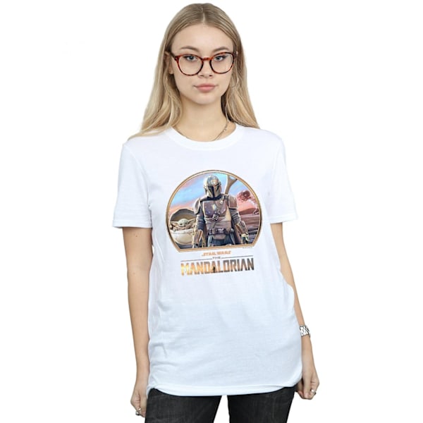 Star Wars Dam/Damer The Mandalorian Mando Och Barnet Bomullspojkvän T-shirt White L