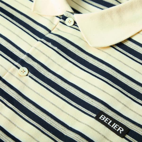 Belier Herr Randig Långärmad Pikétröja XL Ecru/Marinblå Ecru/Navy XL