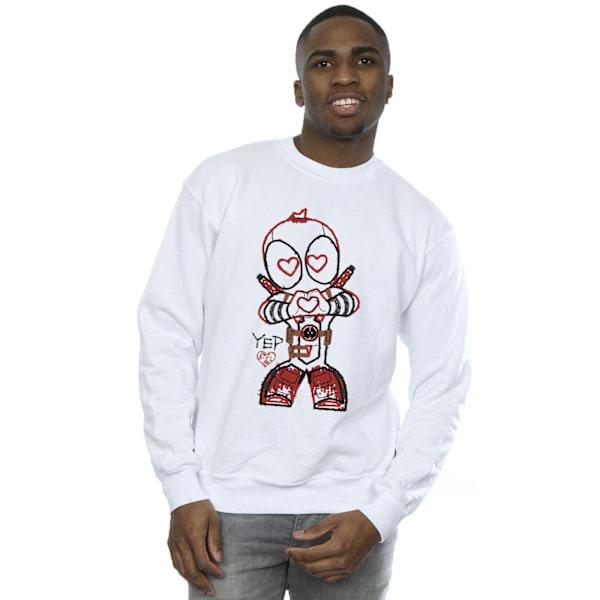 Marvel Deadpool Love Beam Line Sweatshirt M Vit White M