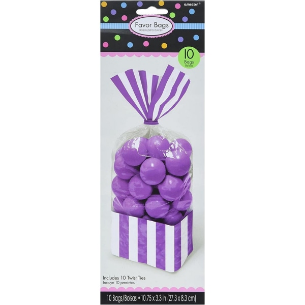 Amscan randiga festpåsar (10-pack) One Size Purple Purple One Size