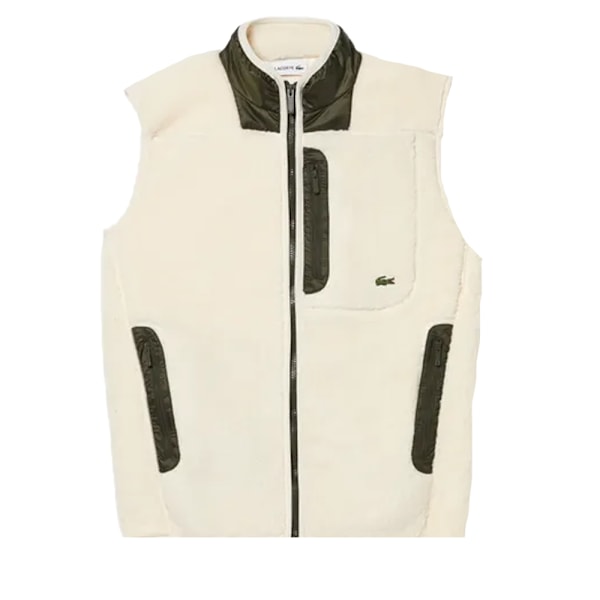 Lacoste Herr Sherpa Fleece Väst XS Cream Cream XS